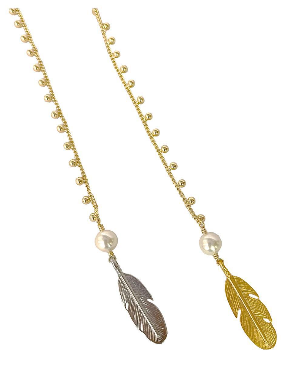 Collar de pluma de baño de oro 18 K 4
