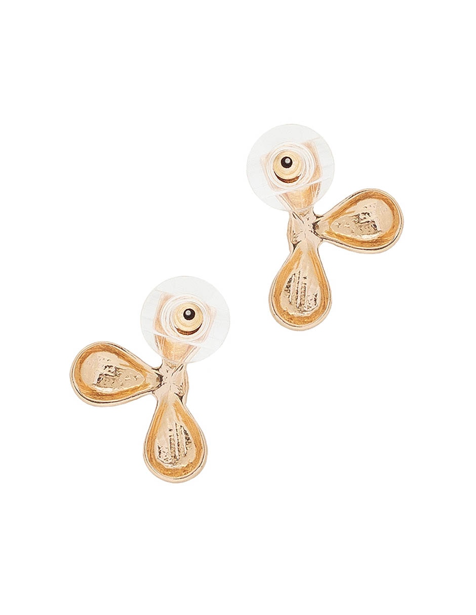 Aretes cortos de flor con acabado brillante 2