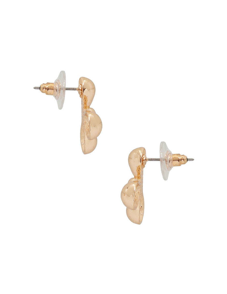 Aretes cortos de flor con acabado brillante 3