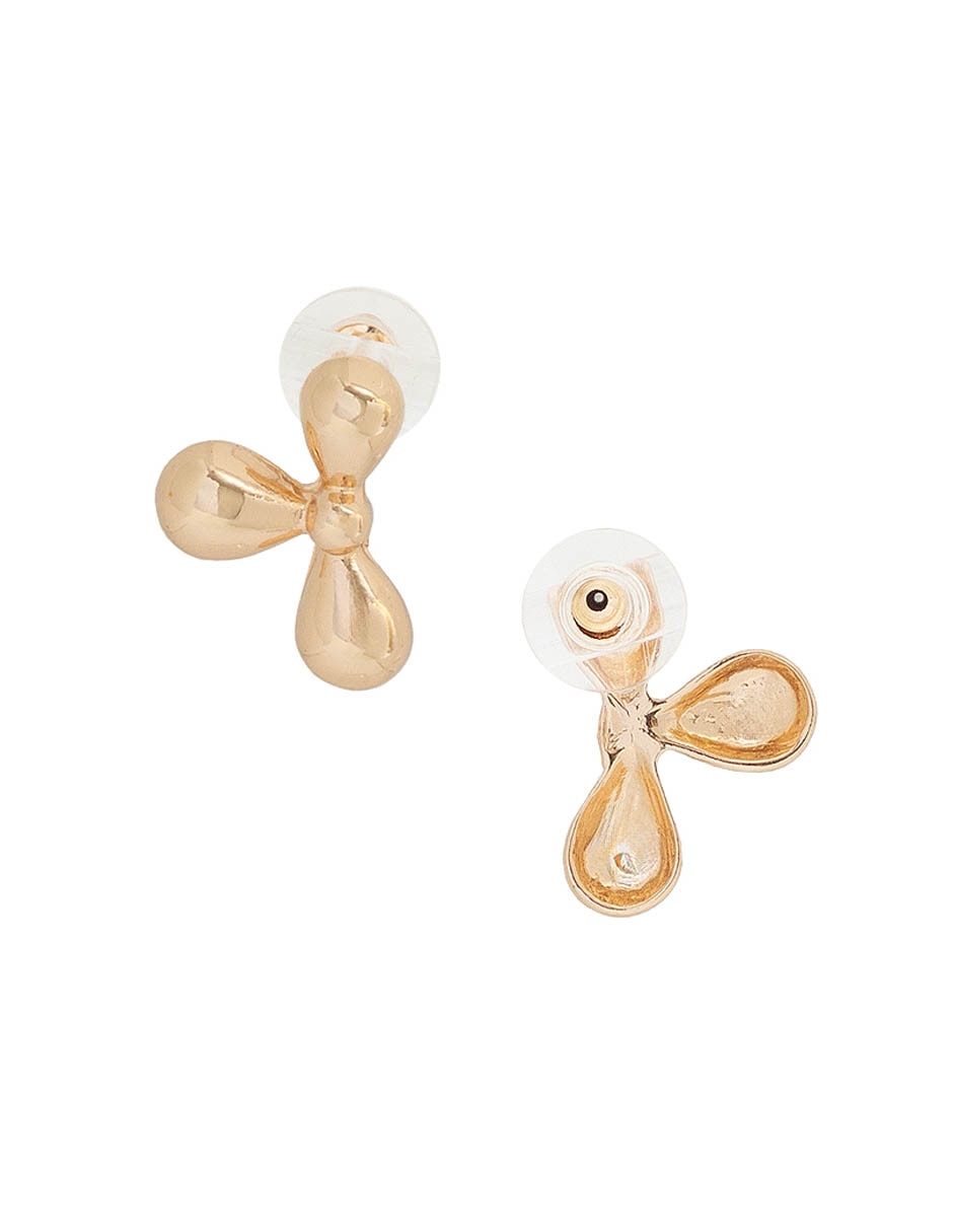 Aretes cortos de flor con acabado brillante 4