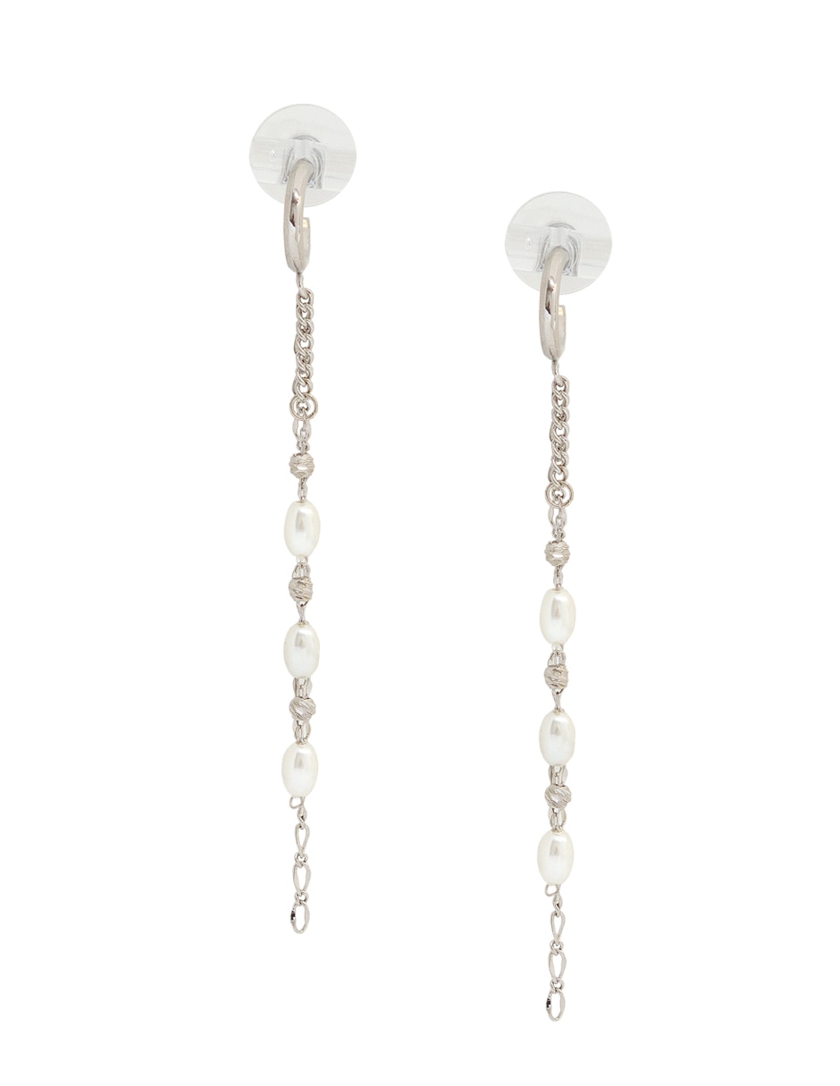 Aretes largos ovalados con acabado lustre perla 2