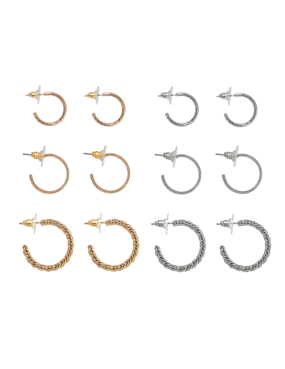 Set de aretes circulares con acabado lustre