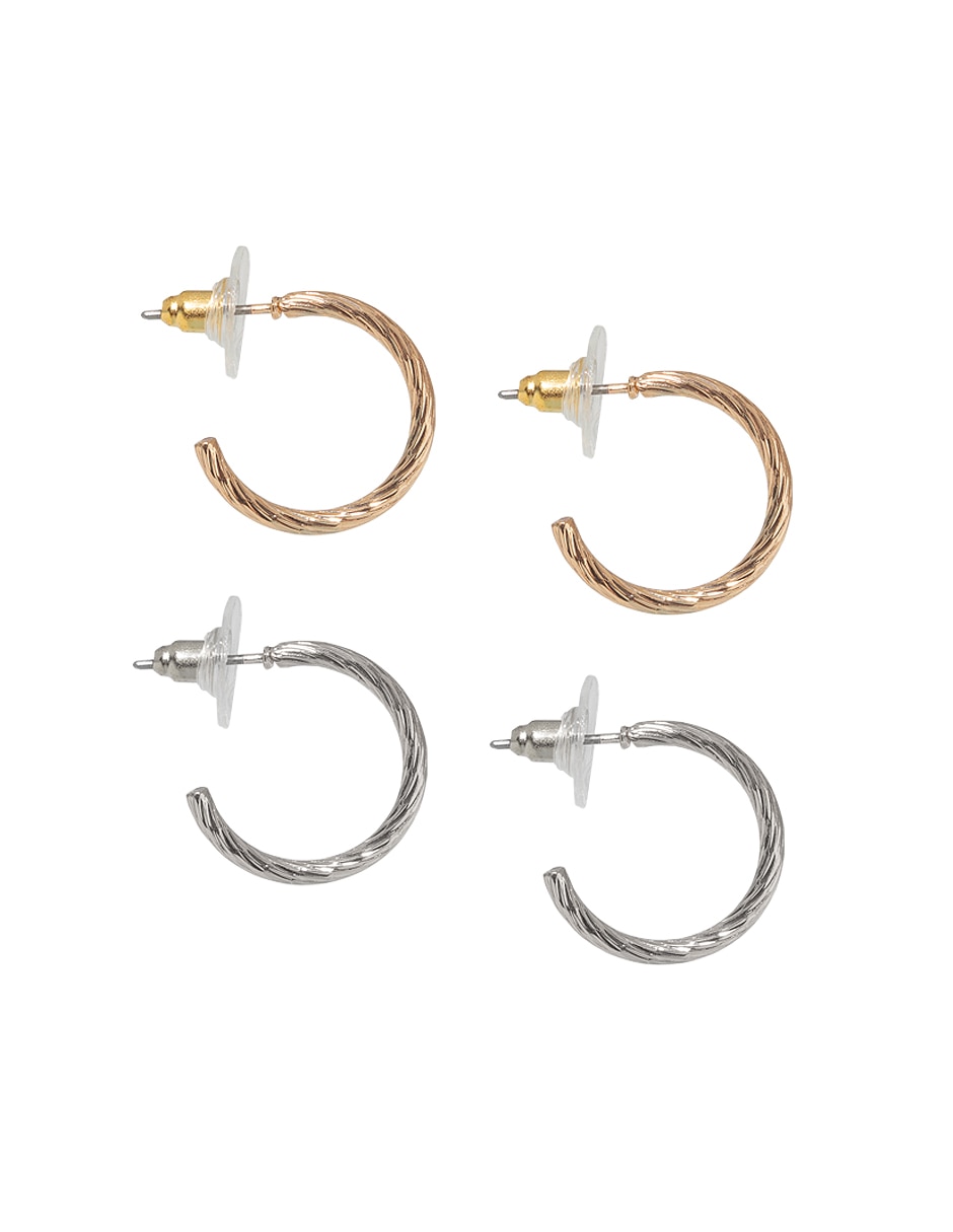 Set de aretes circulares con acabado lustre 4