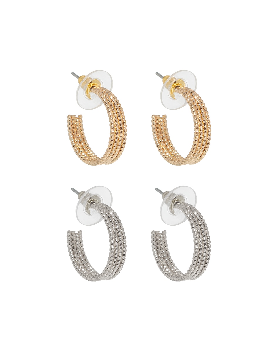 Set de aretes circulares con acabado lustre 6