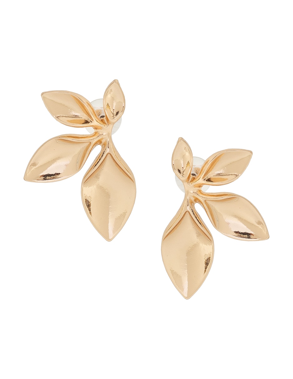 Aretes largos de hoja con acabado lustre
