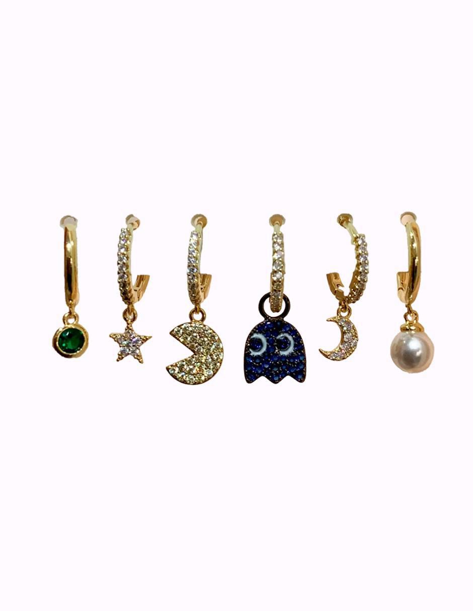 Set de aretes de fantasma de oro laminado 10 k con acabado pulido zirconia cúbica