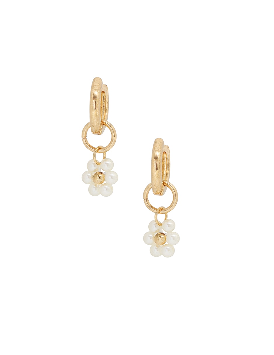 Aretes cortos de flor con acabado lustre 2