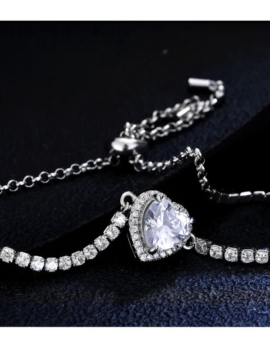 Pulsera de plata con moissanita P 925 con acabado brillante 3