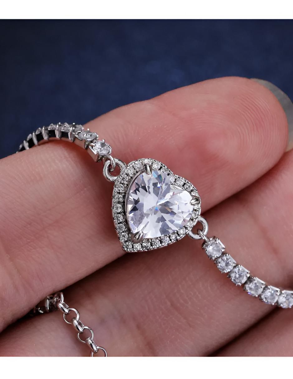 Pulsera de plata con moissanita P 925 con acabado brillante 4