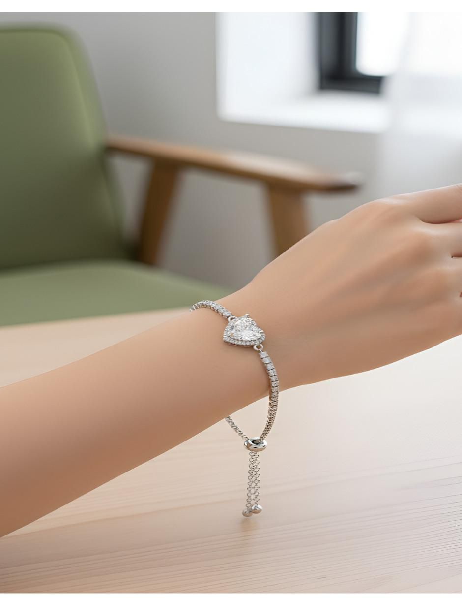 Pulsera de plata con moissanita P 925 con acabado brillante 5