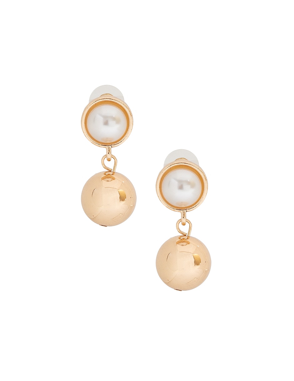 Aretes largos de esfera con acabado lustre imitación perla