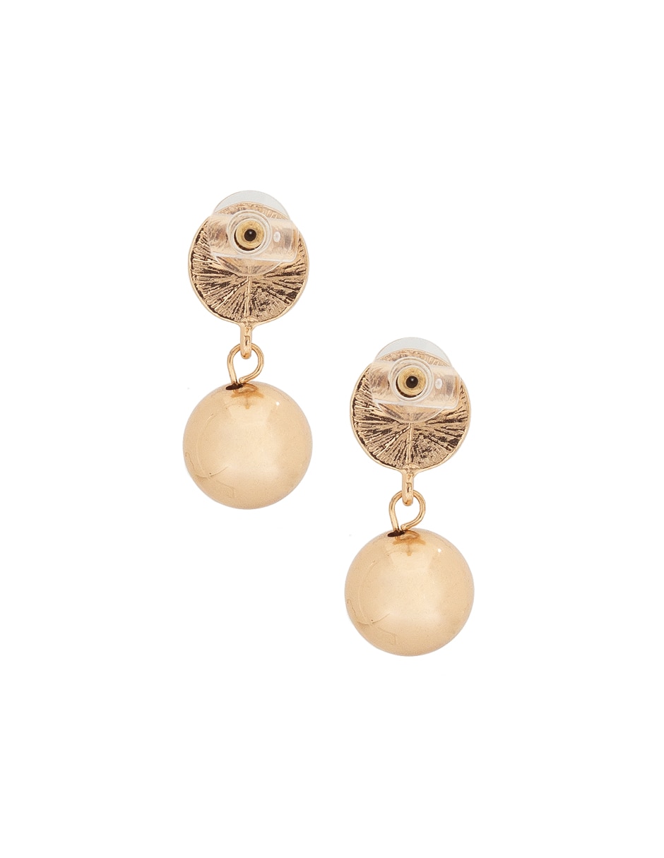 Aretes largos de esfera con acabado lustre imitación perla 2