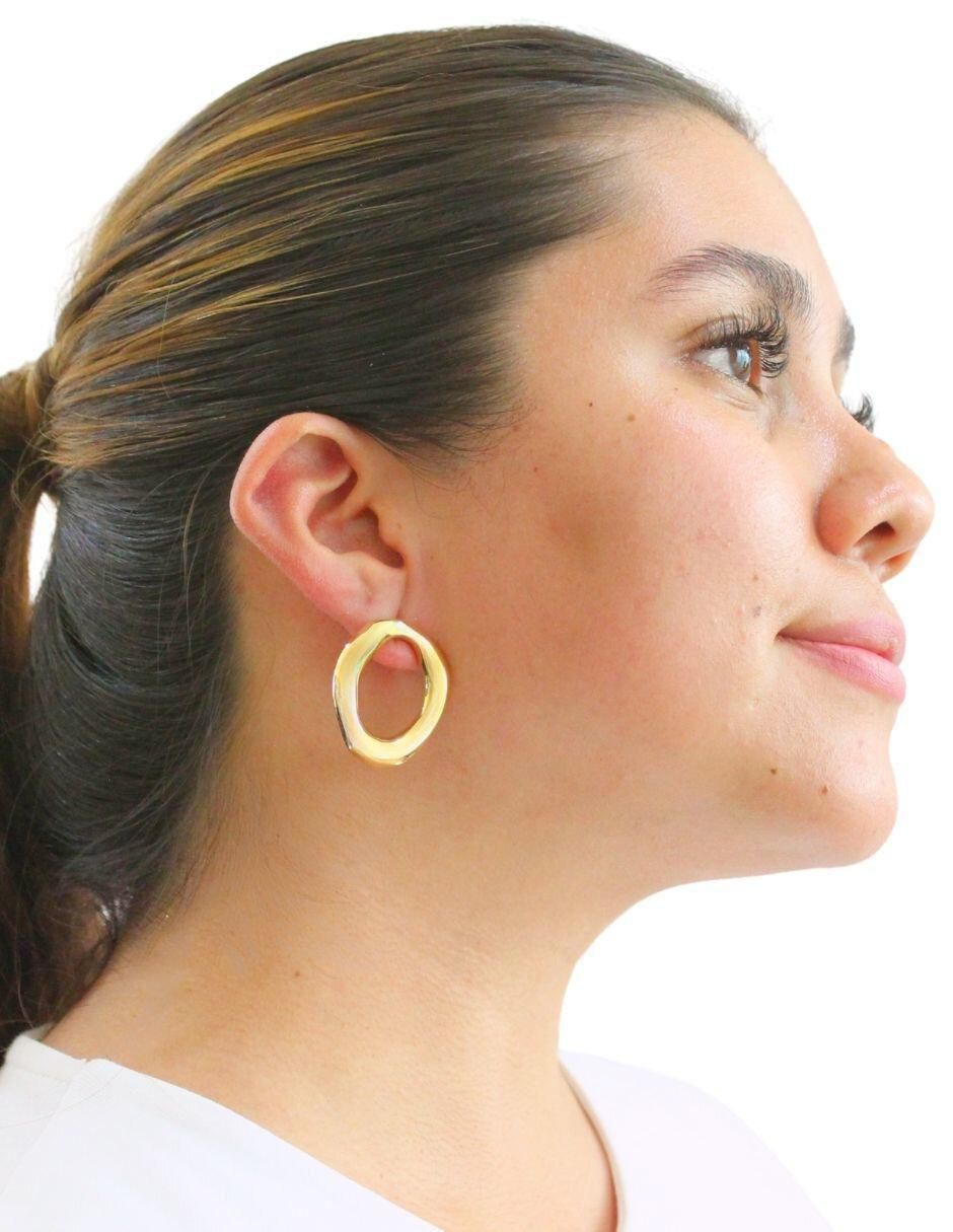 Aretes de óvalo con acabado brillante 2