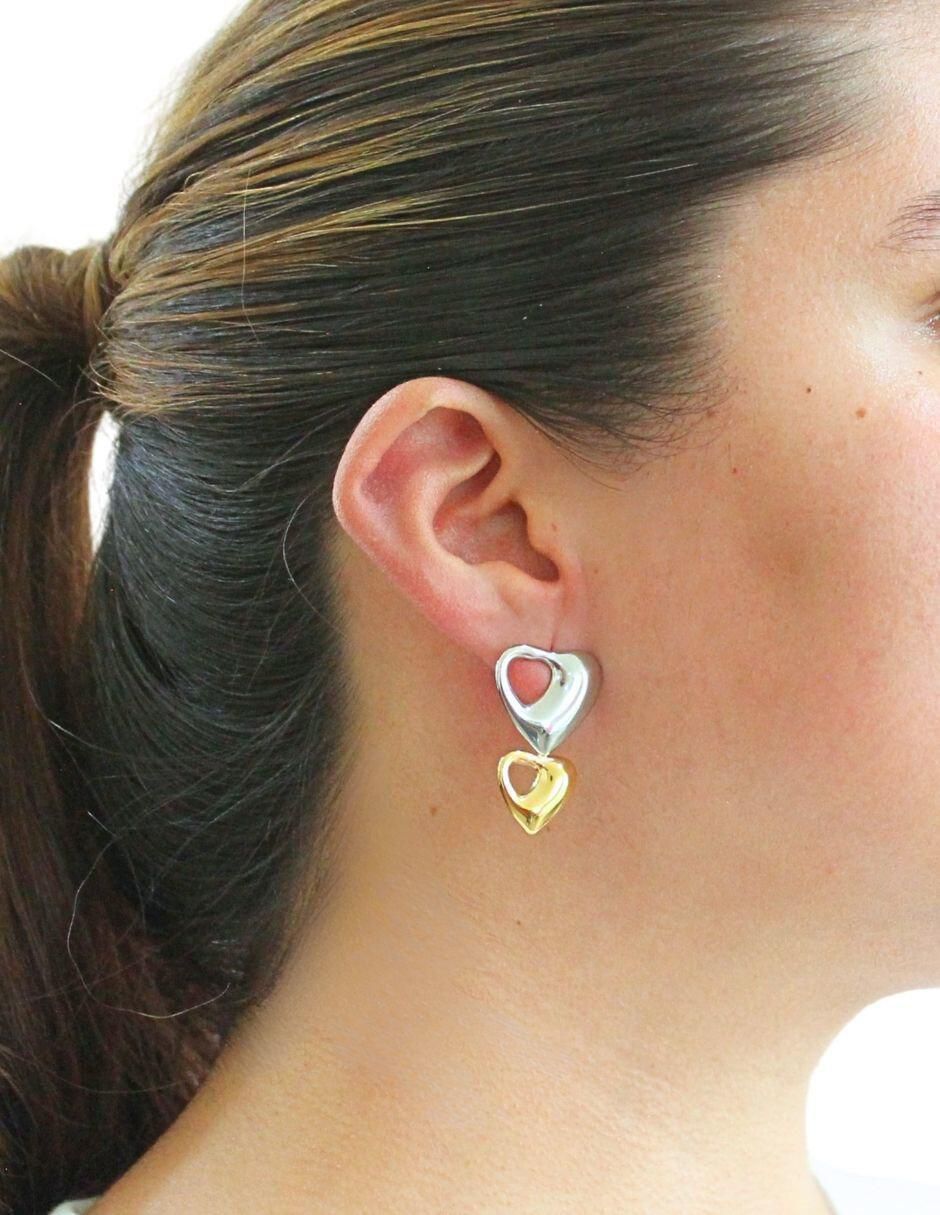 Aretes de corazón con acabado brillante 5