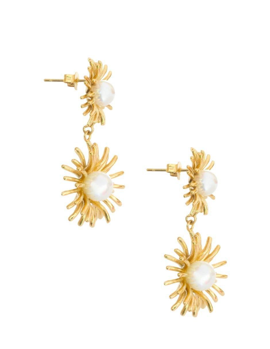 Aretes de flor con acabado brillante 3