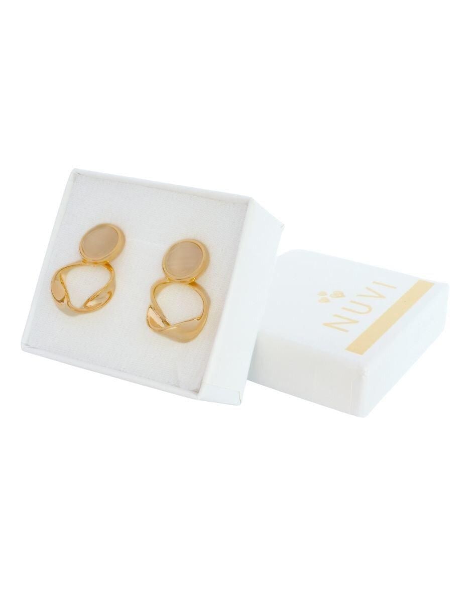 Aretes redondos con acabado chapa de oro 4