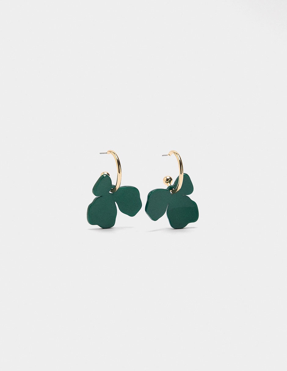 Aretes largos de flor Funky Harmony con acabado brillante