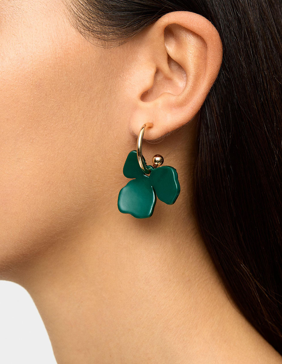 Aretes largos de flor Funky Harmony con acabado brillante 2