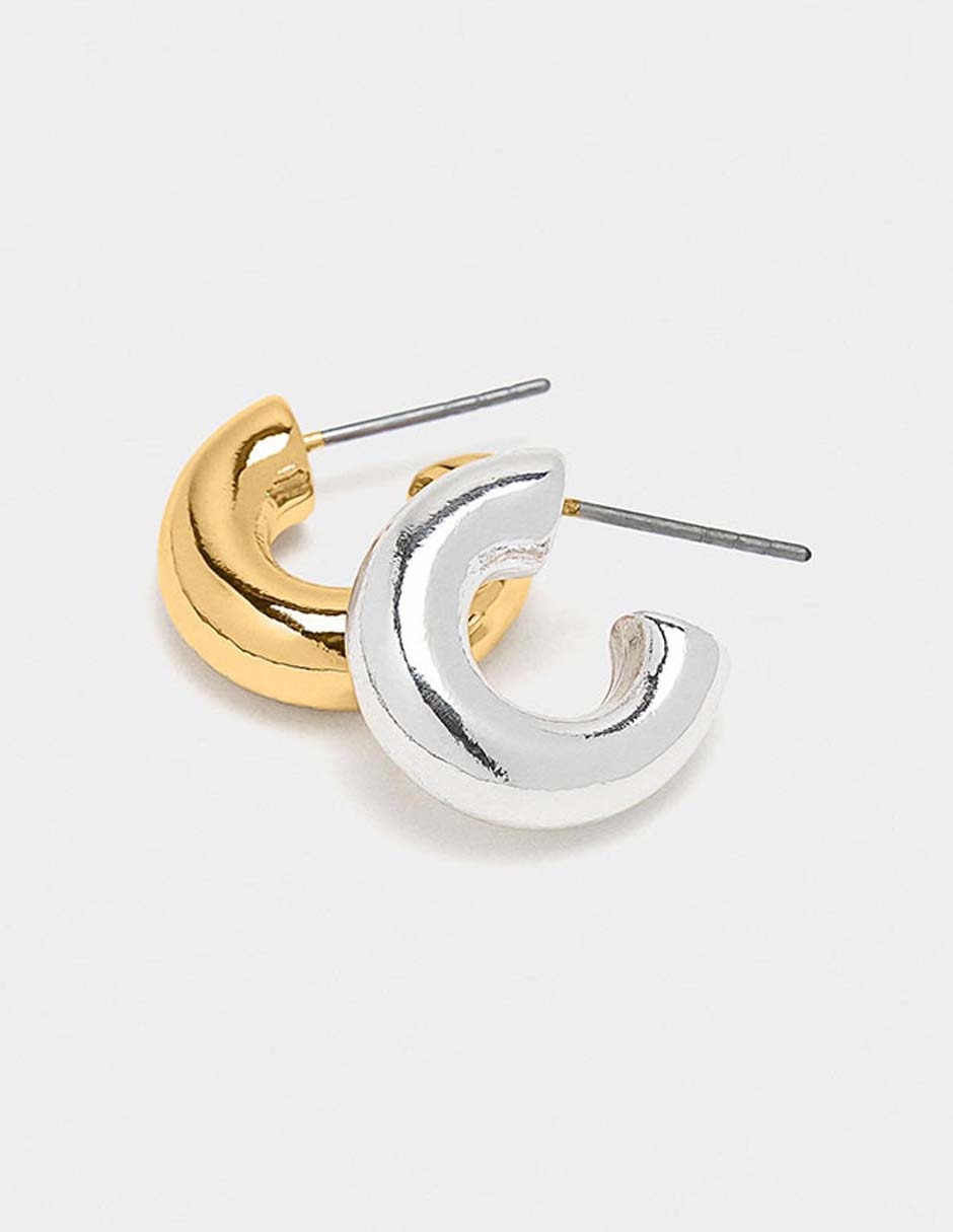 Set de aretes circulares con acabado brillante 2