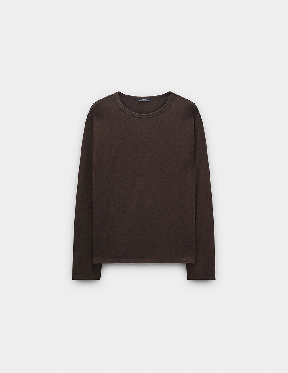 Playera manga larga cuello redondo para mujer 5