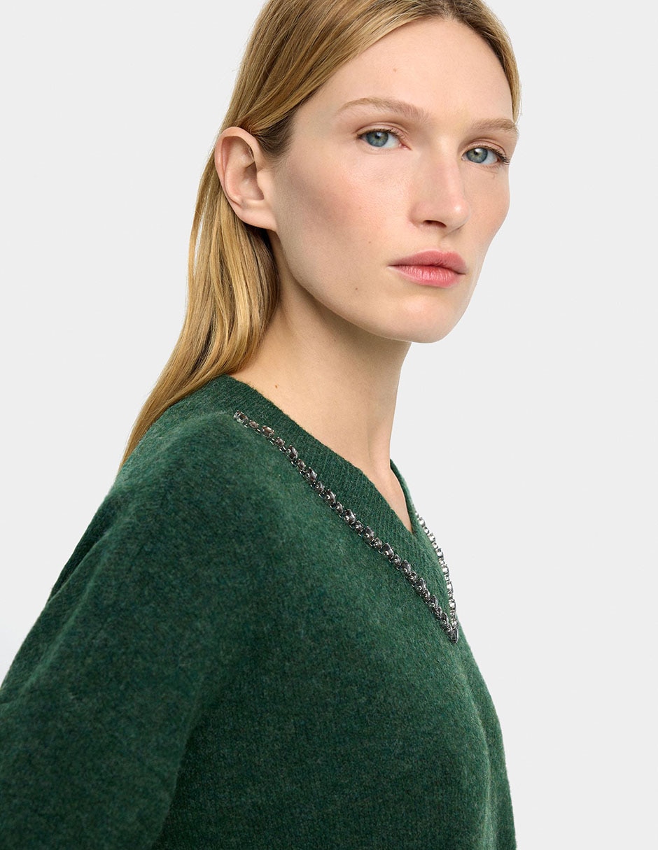 Suéter cuello V para mujer 2