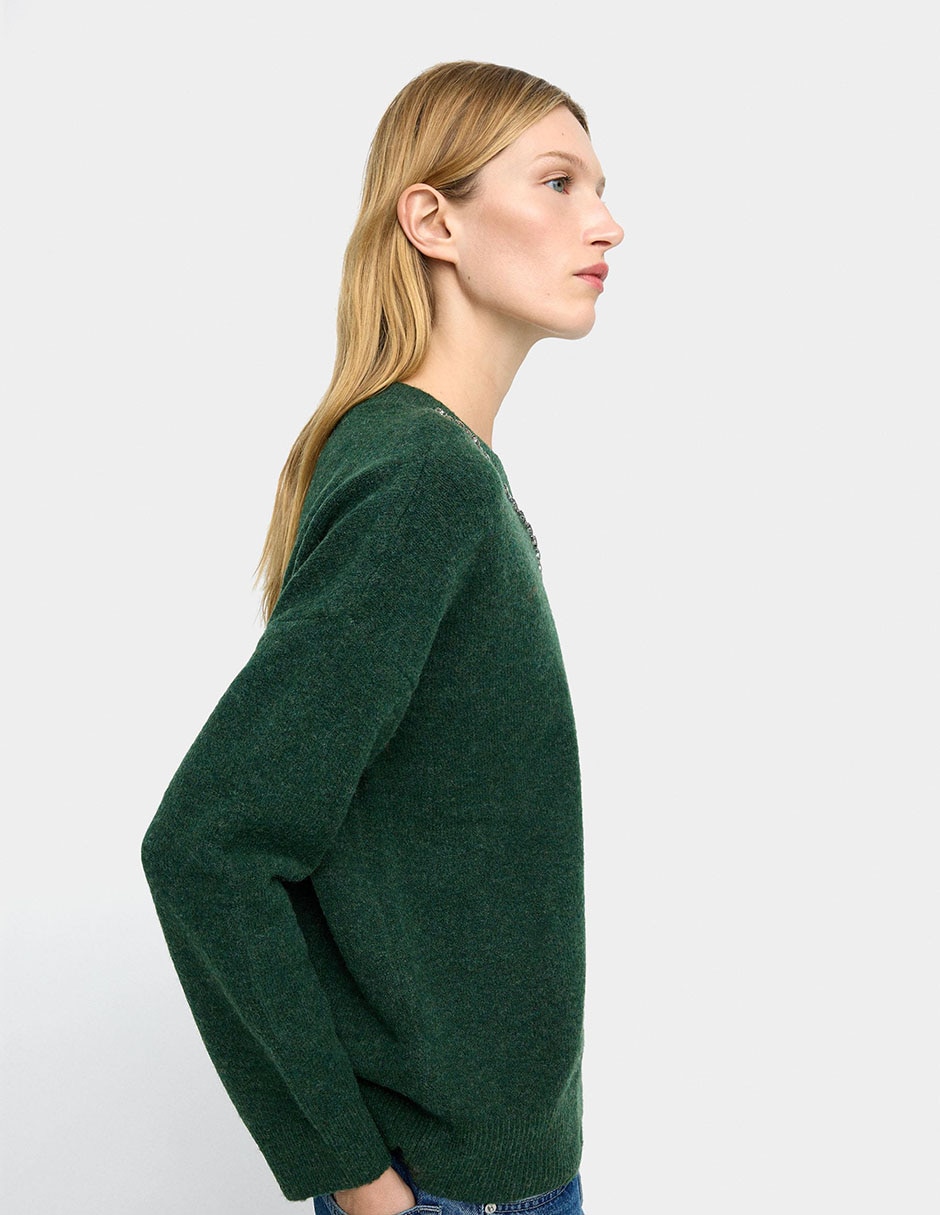 Suéter cuello V para mujer 3