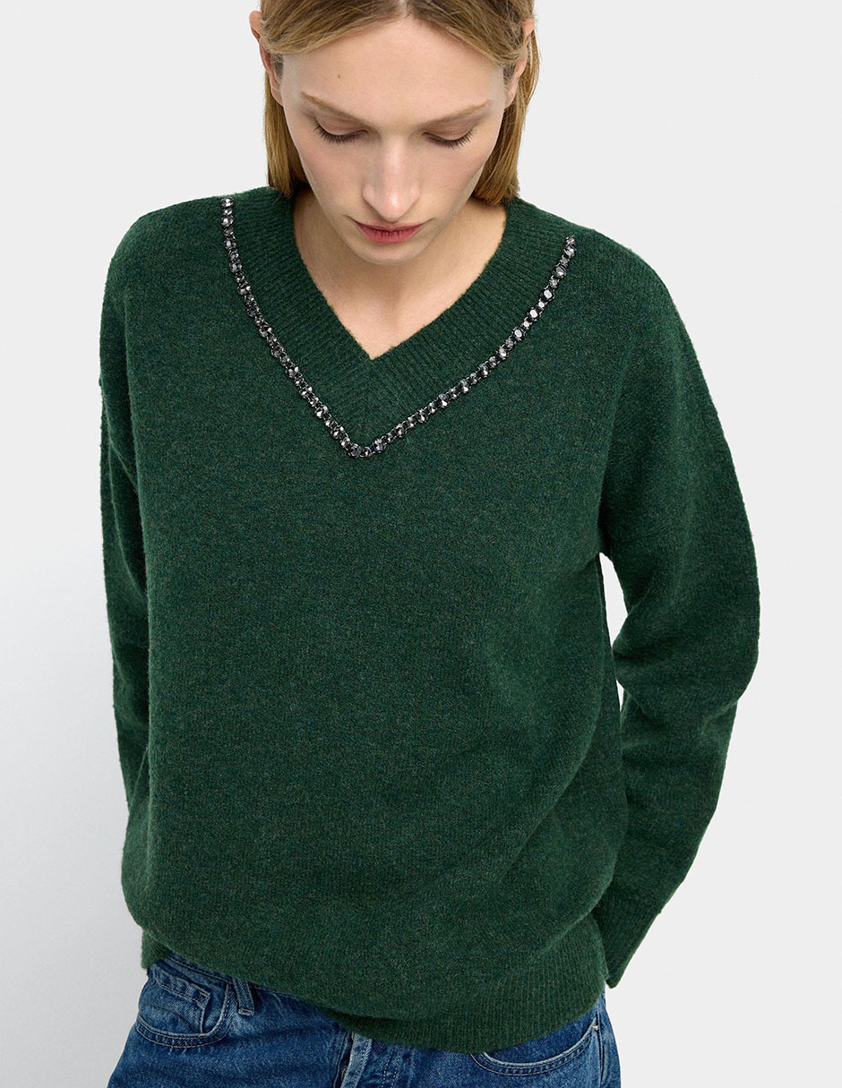 Suéter cuello V para mujer 4