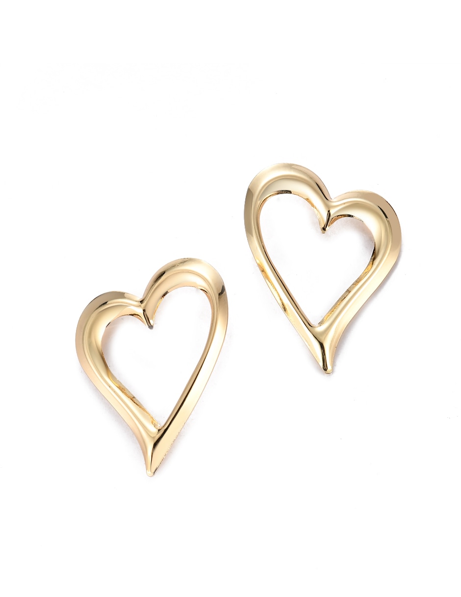 Aretes largos corazón con acabado liso 2