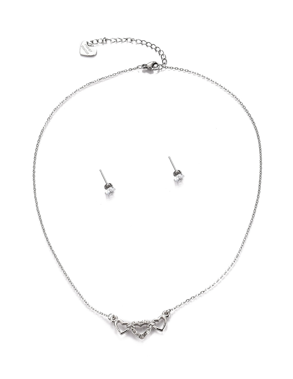 Aretes y collar de forma corazón cristal 5