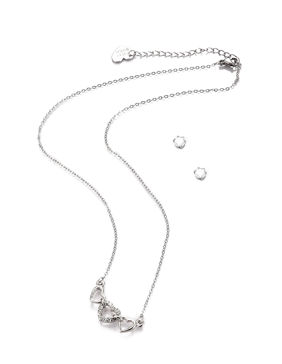 Aretes y collar de forma corazón cristal 7