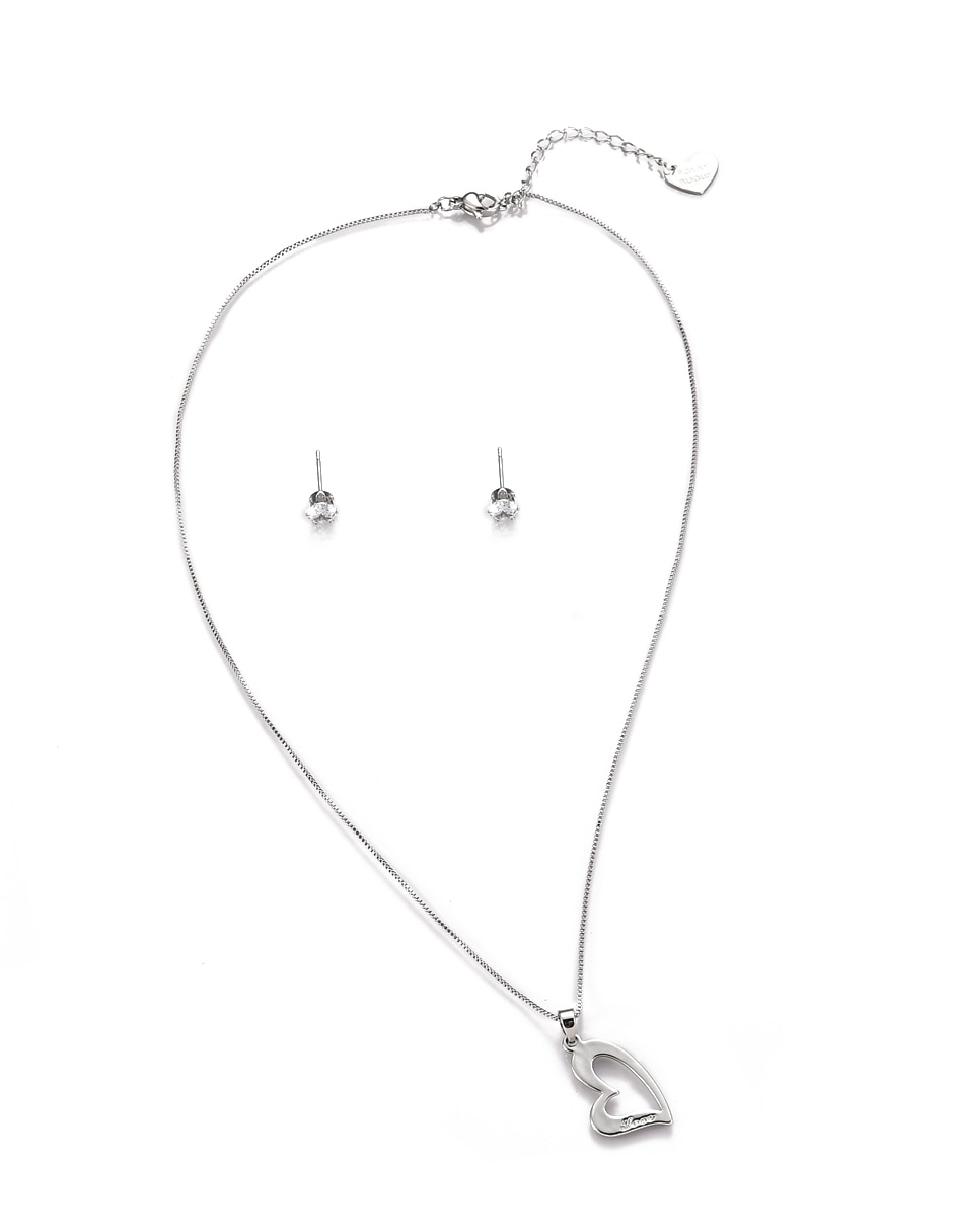 Aretes y collar de Forma de corazón Cristal 6