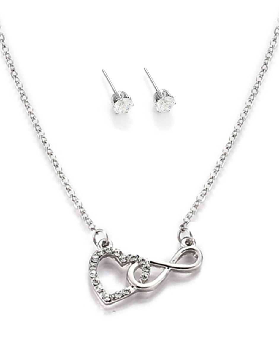 Aretes y collar de Forma de Corazón Cristal