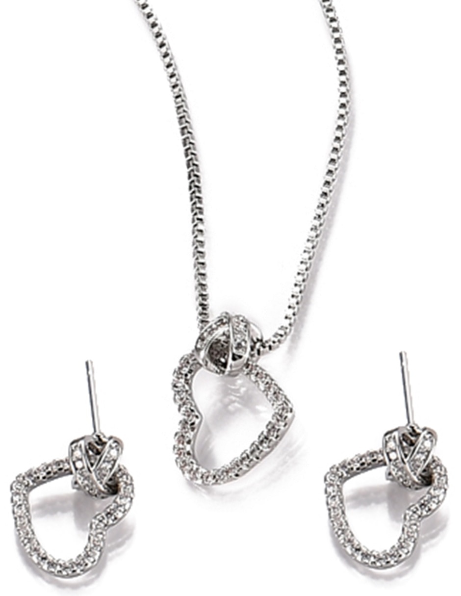 Aretes y collar de Forma de Corazón Zirconia