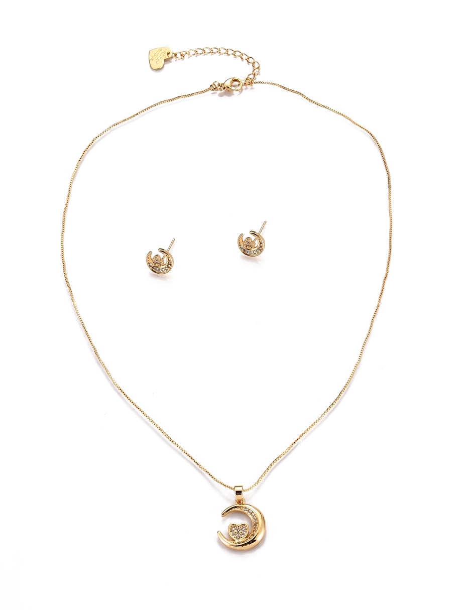 Aretes y collar de Forma de Luna Zirconia 5
