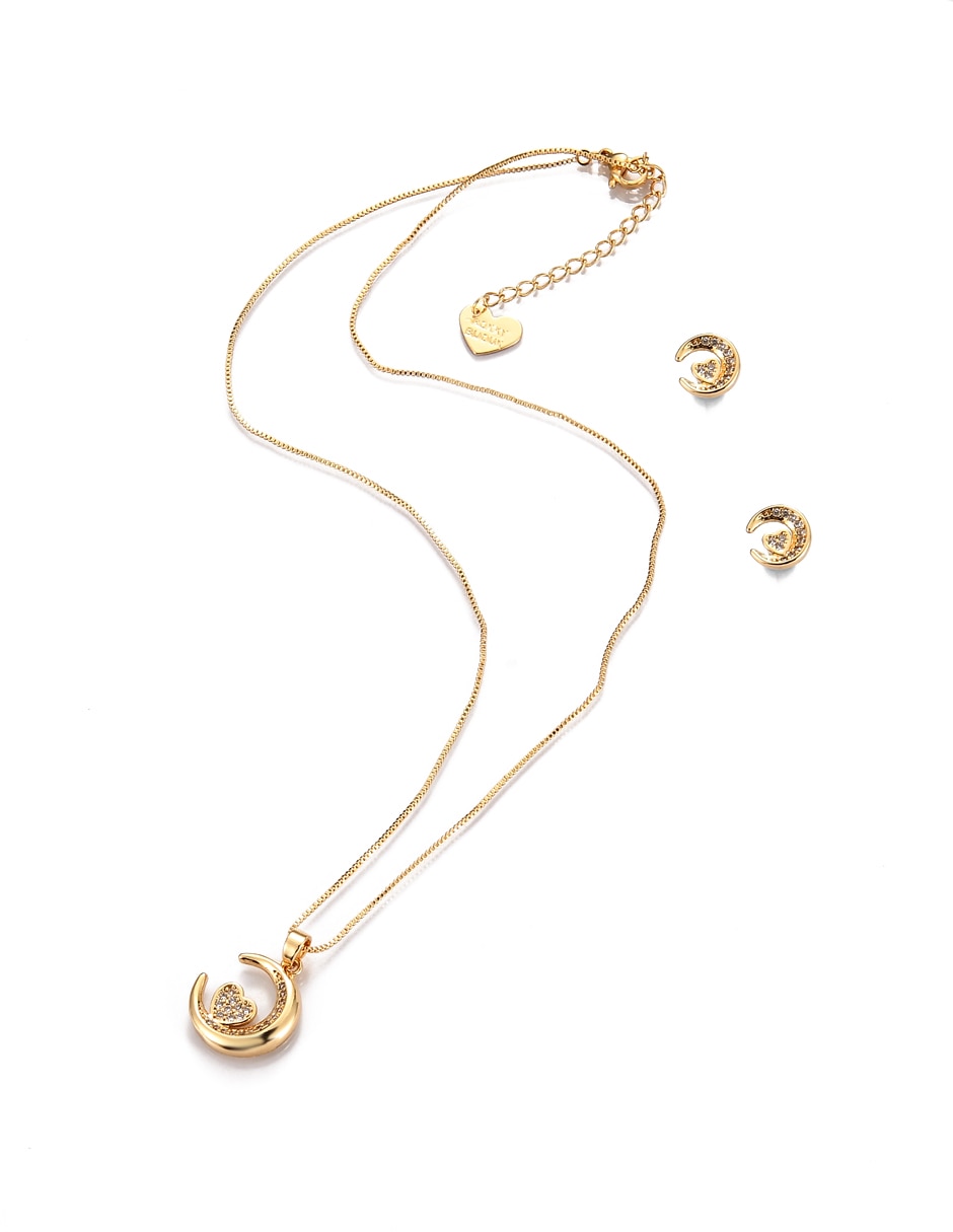Aretes y collar de Forma de Luna Zirconia 7