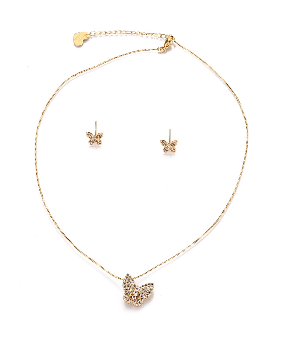 Aretes y collar de Forma de Mariposa Zirconia 5