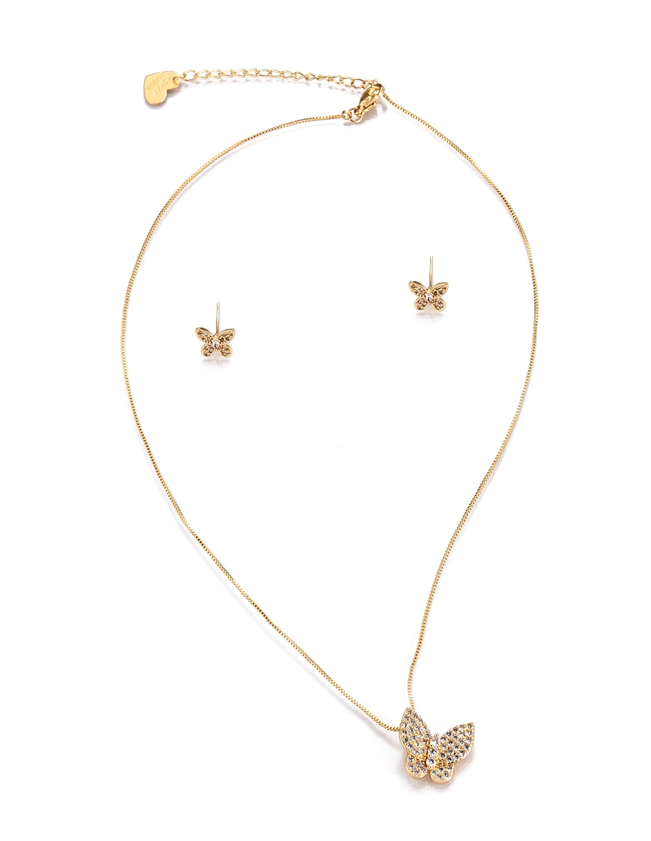 Aretes y collar de Forma de Mariposa Zirconia 6