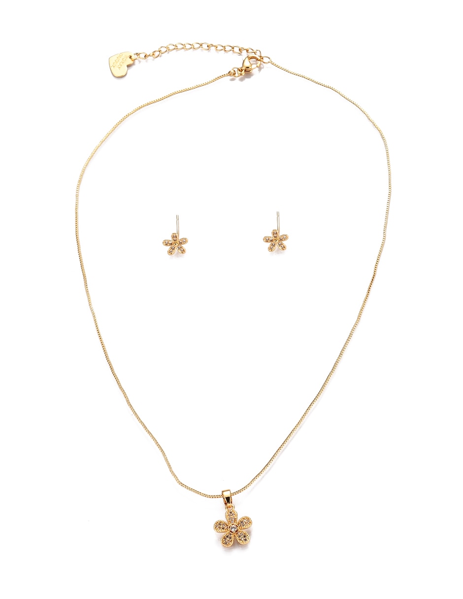 Aretes y collar de Forma de Flor Zirconia 5