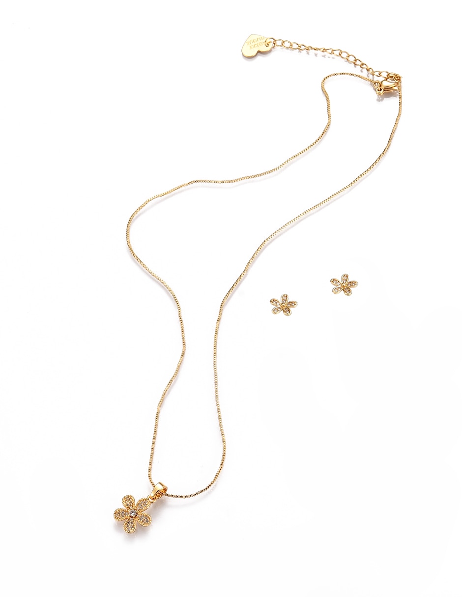 Aretes y collar de Forma de Flor Zirconia 7