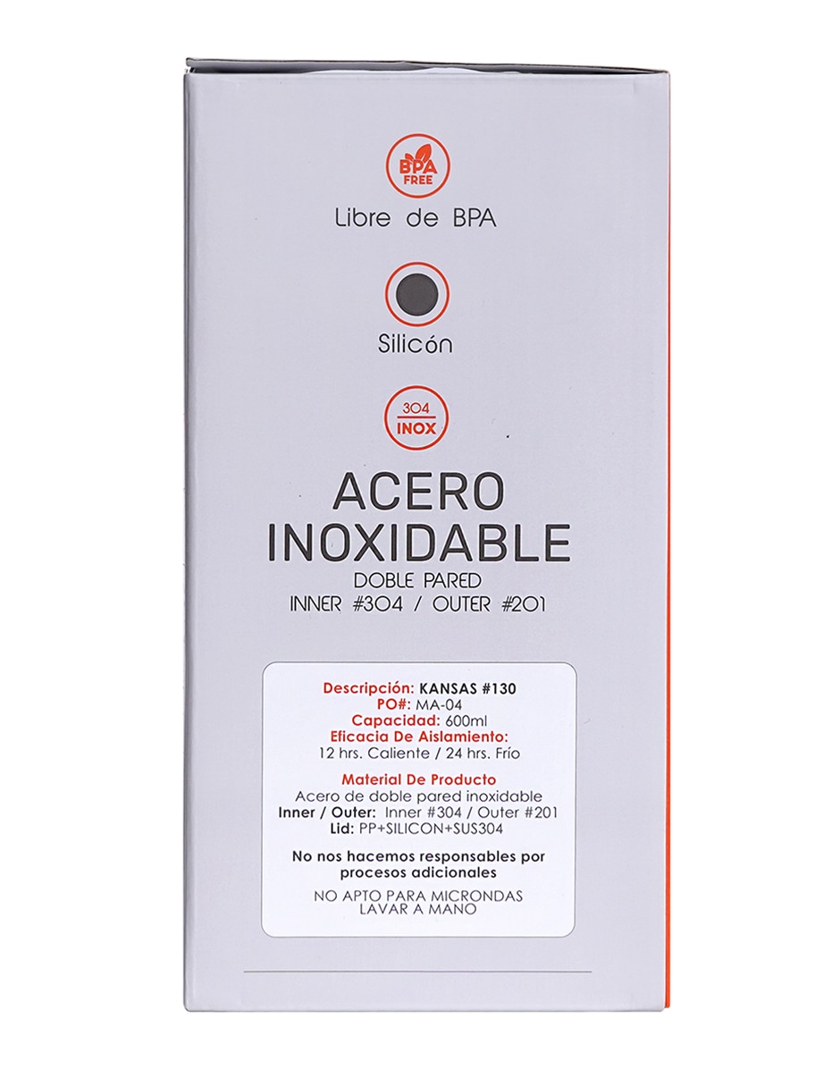 Termo de acero inoxidable con tapa a presión 600 ml 5