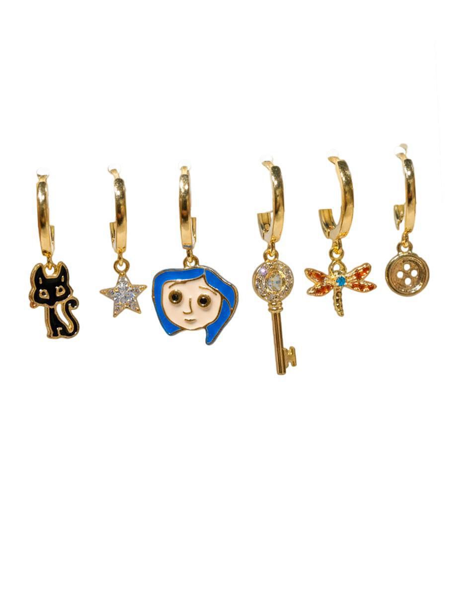Set de aretes Caroline de oro laminado 10 K con acabado pulido zirconia cúbica