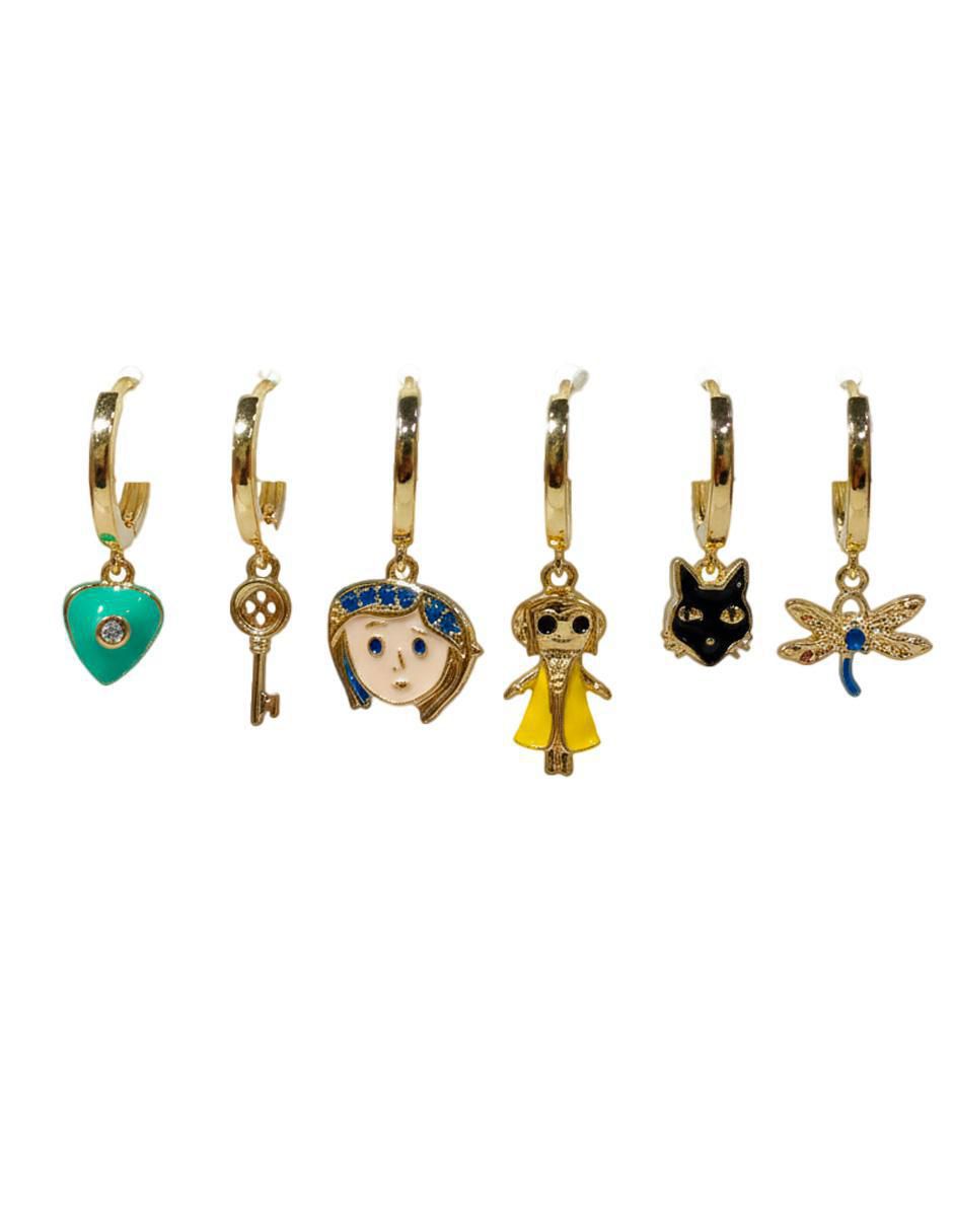 Set de aretes Caroline de oro laminado con acabado pulido zirconia cúbica