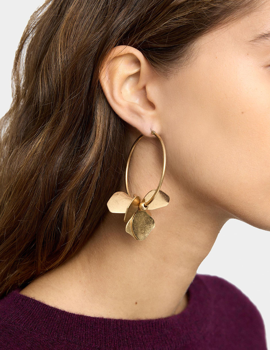 Aretes de aro de flor Golden Basics 2
