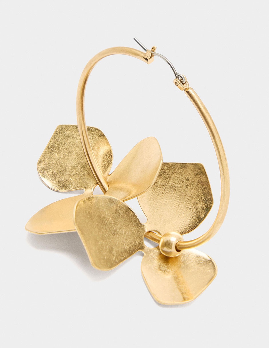 Aretes de aro de flor Golden Basics 3