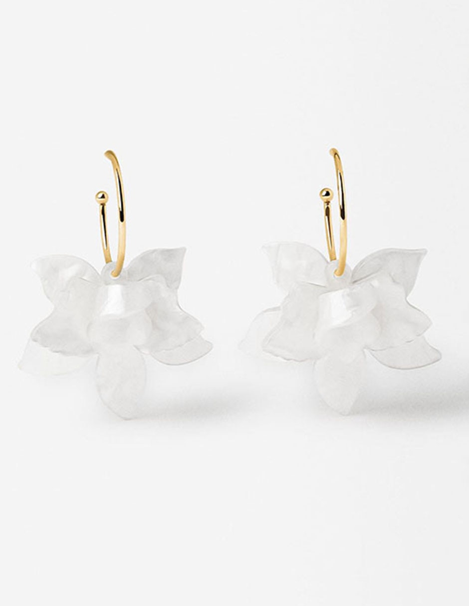 Aretes de aro flor Trend con acabado brillante