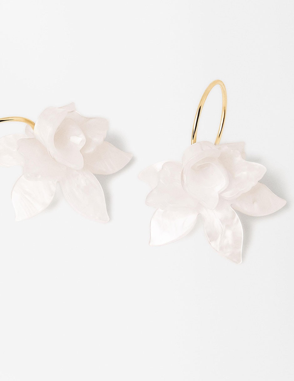 Aretes de aro flor Trend con acabado brillante 2