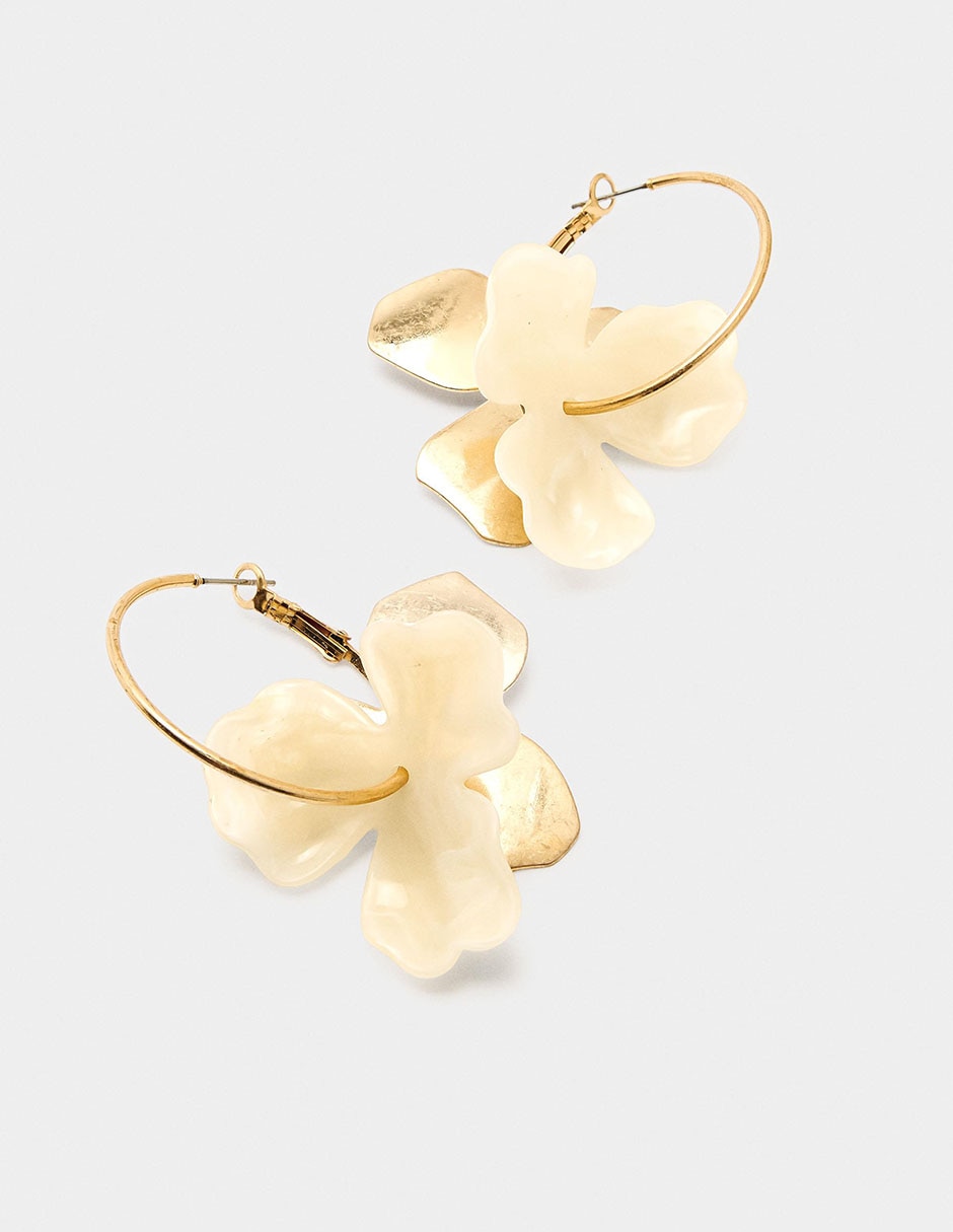 Aretes de aro de flor Golden Basics 2