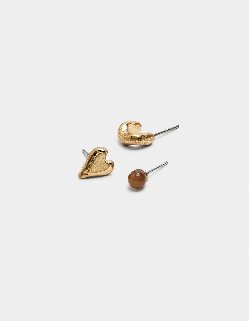 Set de aretes con acabado texturizado 2