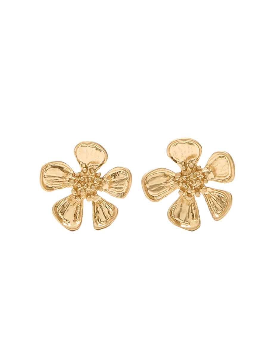 Aretes cortos de flor Golden Basics con acabado brillante