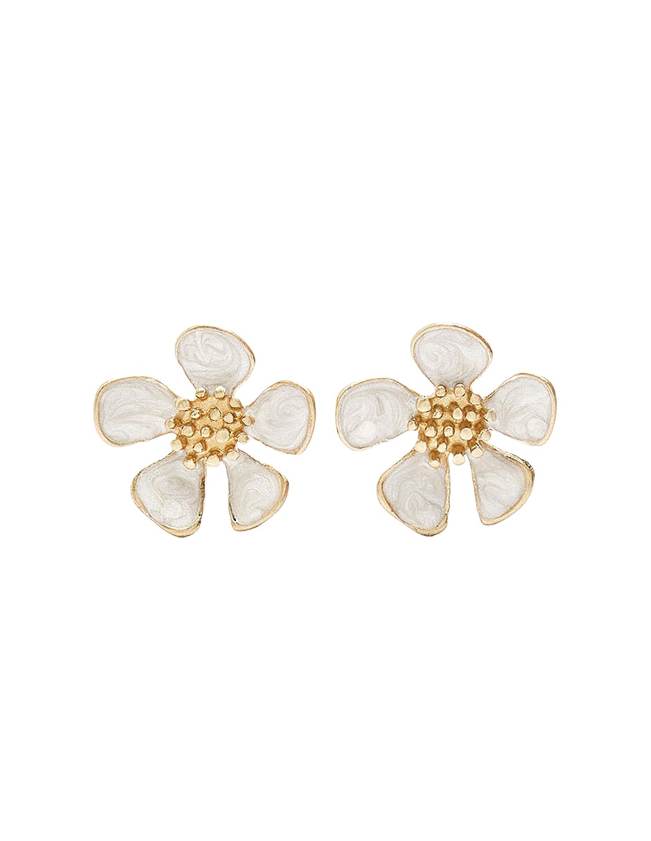 Aretes cortos de flor Golden Basics con acabado brillante